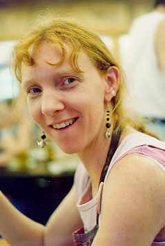 Pam Goddard at lunch, Ashokan Northern Week 1994